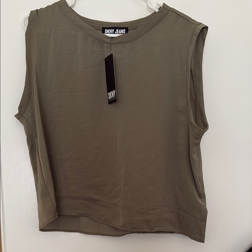 Dkny Green Boxy Sleeveless Muscle Tee